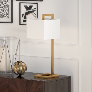 Hudson and Canal 26" Tall Table Lamp with Rectangle Fabric Shade - 1 of 4