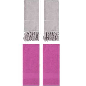 REGALWOVEN 4 Packs Solid Textured and Tassels Soft Absorbent Decorative Hand Towel - 1 of 4