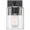 360 Lighting Bellings Modern Wall Sconces Set of 2 Black Hardwire 4 3/4" Fixture Clear Glass Cylinder for Bathroom Bedside Vanity - 3 of 4
