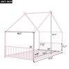 MAYEERTY Twin Size Metal House Bed, Kids Bedroom, Pink - 3 of 4