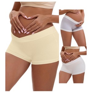 INSPIRE CHIC Women's Low Waist Under the Bump Maternity BoyShorts Pregnancy Seamless Ladies Panties 3 Packs - 1 of 4