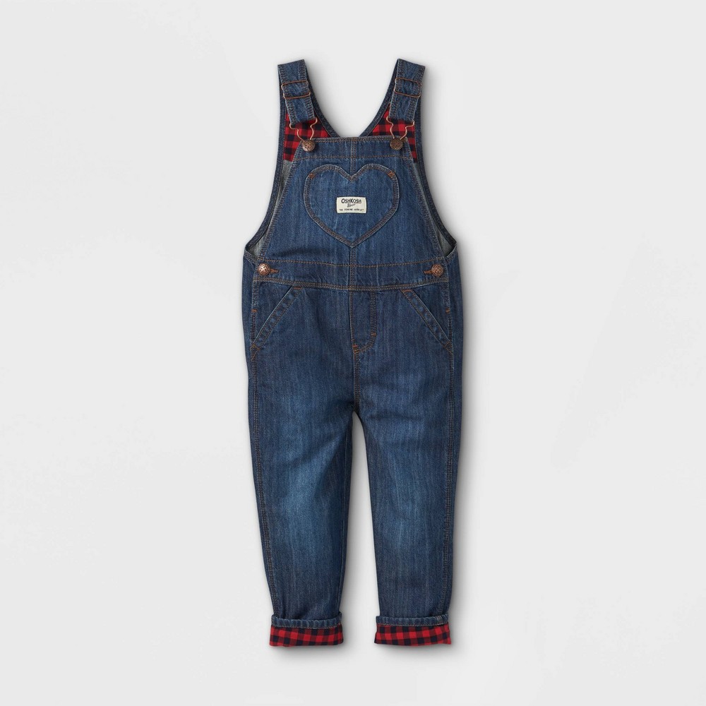 18M OshKosh B'gosh Toddler Girls' Buffalo Check Overalls - Navy/Red 18M