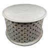 Syemin End Tables Artisanal Round Wood Coffee Table, Modern Accent Table, Coffee Table with Intricate Diamond Cut Out Frame, White, 28"*28"*18" - 3 of 4