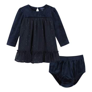 Andy & Evan  Infant Girls Navy Holiday Dress