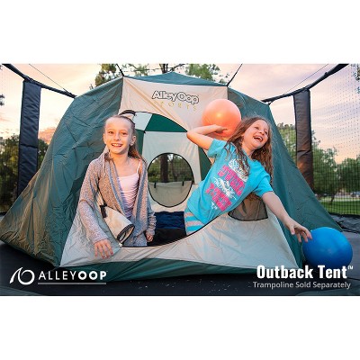 JumpSport AlleyOOP Outback Giant Kids Trampoline Tent for Outdoor Camping & Play, 11 x 5.5 Ft, Trampoline/Enclosure Not Included, Hunter Green/Beige