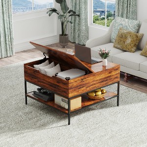 LIVAREEmlen Lift Top Coffee Table with Storage - 31.5" Adjustable Height Living Room Table - 1 of 4