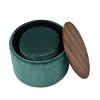 GlasFlength Ottomans and Benches Round Chenille Storage Ottoman Set with Drum Stool Fashion Design for Contemporary Living, Green, 24"*24"*18.1" - 4 of 4
