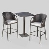 Dominica 3pc Square Wicker Outdoor Patio Bar Set: Weather-Resistant, Iron Frame - Christopher Knight Home - 2 of 4