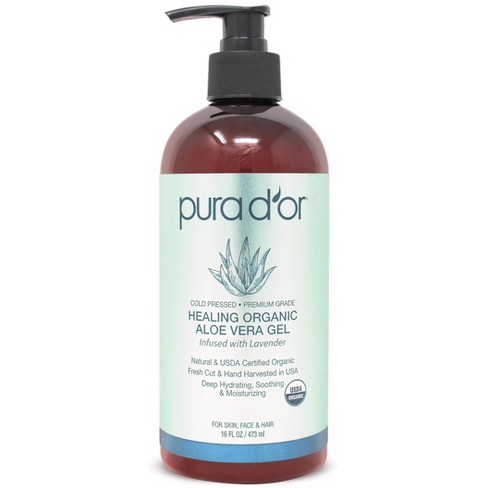 Pura D'or Healing Organic Aloe Vera Gel - Lavender - 16 Fl Oz : Target