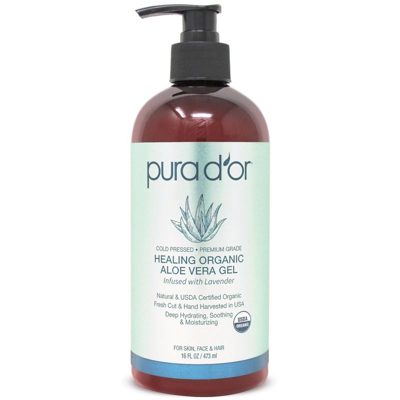 Pura d&#39;or Healing Organic Aloe Vera Gel - Lavender - 16 fl oz, 1 of 8