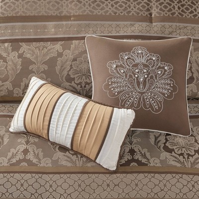 Bellagio Brown and Gold Queen Jacquard Comforter Set