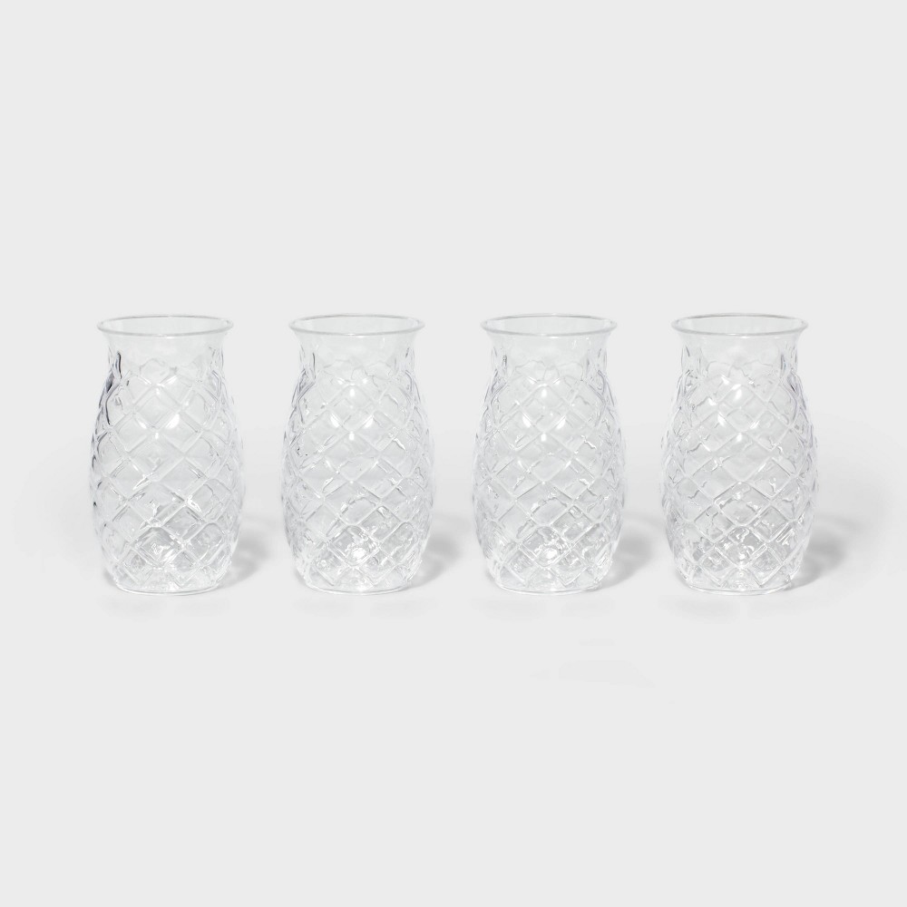 Photos - Glass 20oz 4pk Pineapple Cocktail Glasses - Sun Squad™