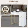 31.5'' Makeup Vanity Desk with Lighted Mirror, Luxury Dressing Table with 2 Drawers and 1 Cabinet, 3 Lighting Modes Available for Bedroom, White-Gold - 4 of 4