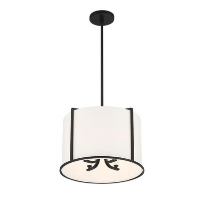 Carlyn Mini Drum Silk Shade Black Pendant Light