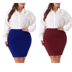 Agnes Orinda Women's Plus Size High Waist Stretch Office Formal Bodycon Pencil Skirts - 1 of 4
