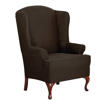 Suede Wing Slipcover Chocolate - Sure Fit