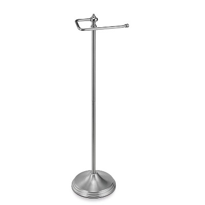 SunnyPoint Bathroom Free Standing Toilet Tissue Paper Roll Holder Satin Nickel (SPTP01-SN)