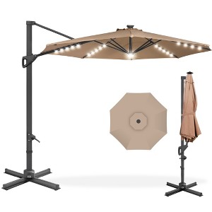Best Choice Products 10ft 360-Degree Solar LED Lit Cantilever Patio Umbrella, Outdoor Hanging Shade - 1 of 4