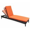 Gulches Adjustable Wicker Chaise Lounge Chair with Cushion, Patio Poolside Reclining Folding Backrest, Orange - 3 of 4