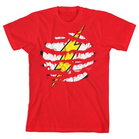Flash Ripped Logo Boy's Red T-shirt : Target