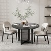 PexFix 46" x 46" Farmhouse Kitchen Dining Room Table Furniture Round Black Kitchen Table with Rattan Woven Legs for Kitchen Bar Living Room - 3 of 4