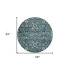 Dark Green Aqua And Charcoal Oriental Washable Indoor Outdoor Area Rug - 3 of 4
