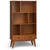 VYNXARIA Draper Mid-Century Wide Bookcase & Storage Unit - Teak Brown Finish - 3 of 4