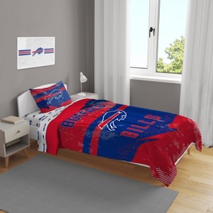 NFL Buffalo Bills Slanted Stripe Twin Bed in a Bag Set - 4pc - 1 of 3