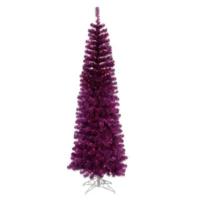 Vickerman 10' Prelit Artificial Christmas Tree Pencil Profile- Purple Lights