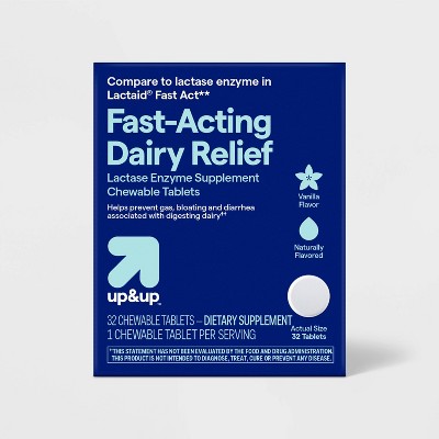 Fast-Acting Lactase Dairy Digestive Supplement Chewable Tablets - Vanilla - 32ct - up&up™