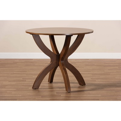 Contemporary Round Walnut Wood Dining Table for Four