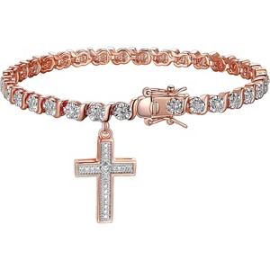 14k Rose Gold Plated Diamond Accent Tennis Bracelets Bracelets with Accent S-Link Chain - 1 of 4