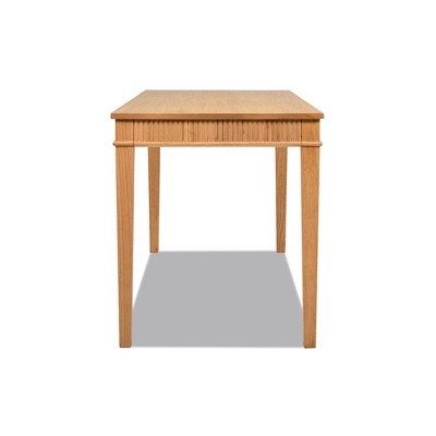 Natural Blonde Rubberwood Fluted Writing Desk with Drawer