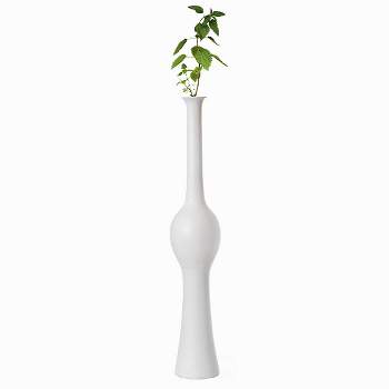 Uniquewise Unique Style Floor Vase for Entryway Dining or Living Room, White Ceramic 42.5 in.