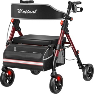 TopComfy Baby Walkers Foldable Rollator Walkers with Seat for Seniors, 350 lb Capacity, 8 Big Wheels, Elegant, Black, 21.46"*8.07"*18.31" - 1 of 4