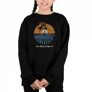 LA Pop Art Cities In San Diego - Girl's Word Art Crewneck Sweatshirt - 1 of 3