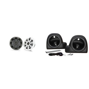Kicker 6.5" Marine Speakers w/ Lower Fairing Speaker Pod Adaptors For 2014-Up Harley Davidson® Touring Model Motorcycles With OEM Or Aftermarket Ai... - 1 of 4