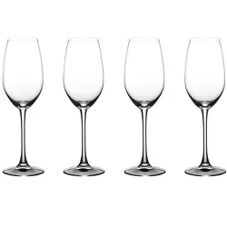 Nachtmann ViVino 9-Ounce Champagne Flutes, Set of 4, Stemmed Glassware, Made of Crystal Glass, Sparkling Wine Glass, Clear, Dishwasher Safe