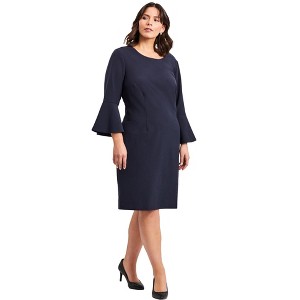 Avenue Women's Plus Size Cool Hand Bell Sleeve Dress - 1 of 4