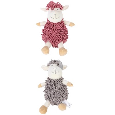 REGALWOVEN Cute Sheep Chenille Soft Absorbent Quick Drying Fuzzy Ball Hand Towel 9" x 13" 2 Pcs