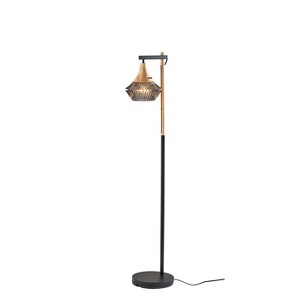 Elsie Natural Wood Floor Lamp Black - Adesso: Contemporary Standing Lamp for Living Room, E26 Socket - 1 of 4