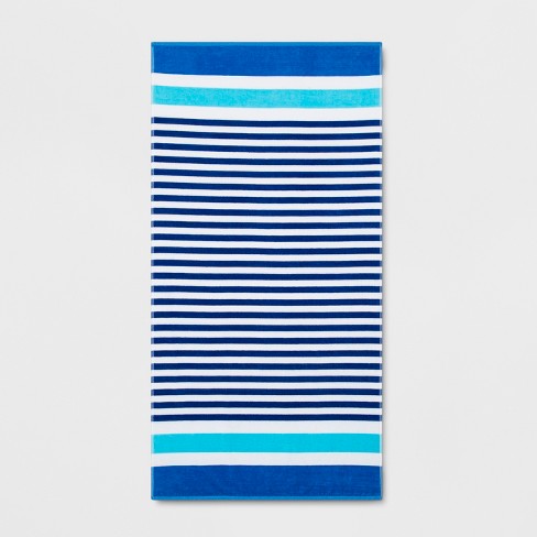 XL Stripe Beach Towel Variegated Stripe Blue - Sun Squad™