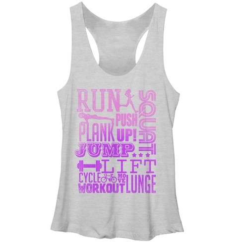 Women's Chin Up Run Squat Jump Workout Racerback Tank Top - White ...