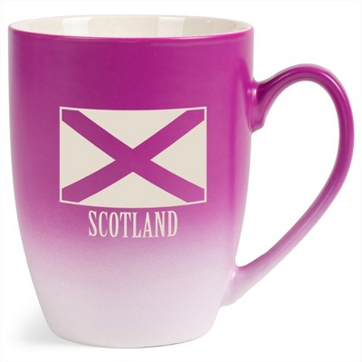Elanze Designs Scotland Scottish Flag 12 Ounce Ceramic Laser-Etched Engraved Drinkware Mug, Fuchsia and White Ombre