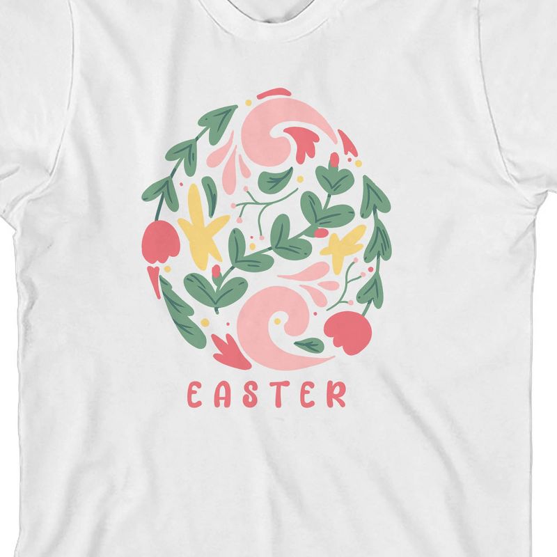 Dear Spring "Easter" Flourish and Flowers Youth Girl's White Short Sleeve Crew Neck Tee, 2 of 4