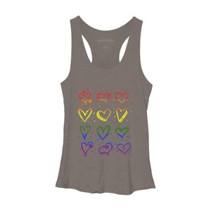 Adult Design By Humans Rainbow Pride Hearts By Classmates Racerback Tank Top - 1 of 2