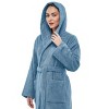 Arus Women's Turkish Terry Cotton Hooded Robe, Full Length Long Bathrobe with Hood - 3 of 4