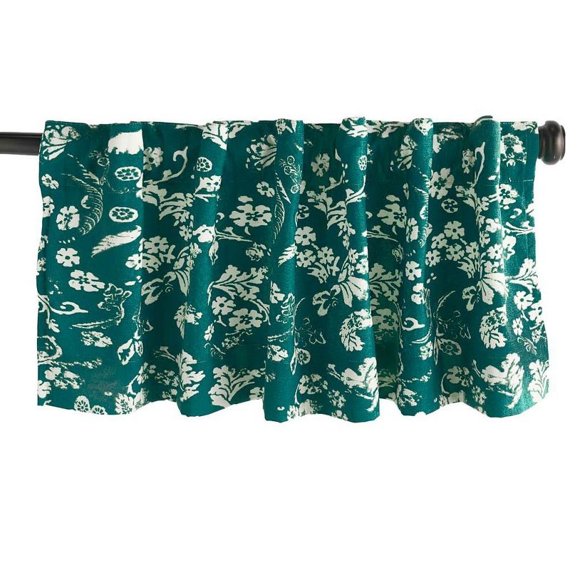 Floral Damask Rod-Pocket Homespun Insulated Curtain Valance, 42"W x 14"L, 1 of 3