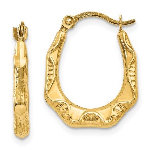 Black Bow Jewelry Small 14k Yellow Gold Geometric Hollow Hoop Earrings, 13 x 17mm - 1 of 4