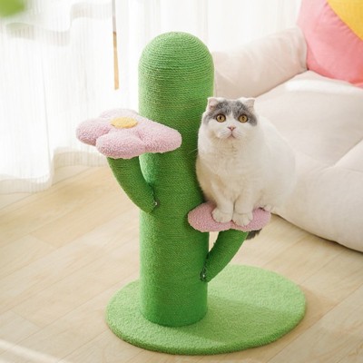 Fairyland™ - Cactus Cat Scratching Post with Flower Platforms – Sisal Rope Vertical Cat Tree for Indoor Cats, 29.5" Tall